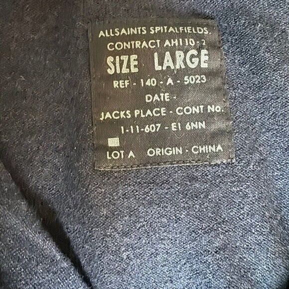 All Saints Womens Navy Blue 100% Wool Preppy Minimalist V Neck Cardigan Sz L - Picture 4 of 7